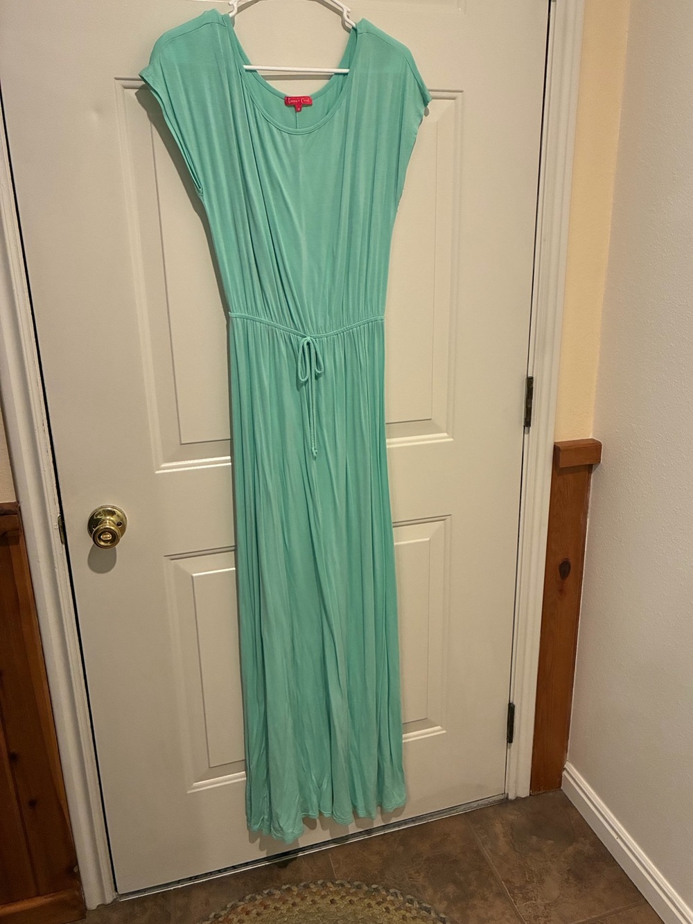 Women's Mint Green Maxi Dress with Drawstring Waist